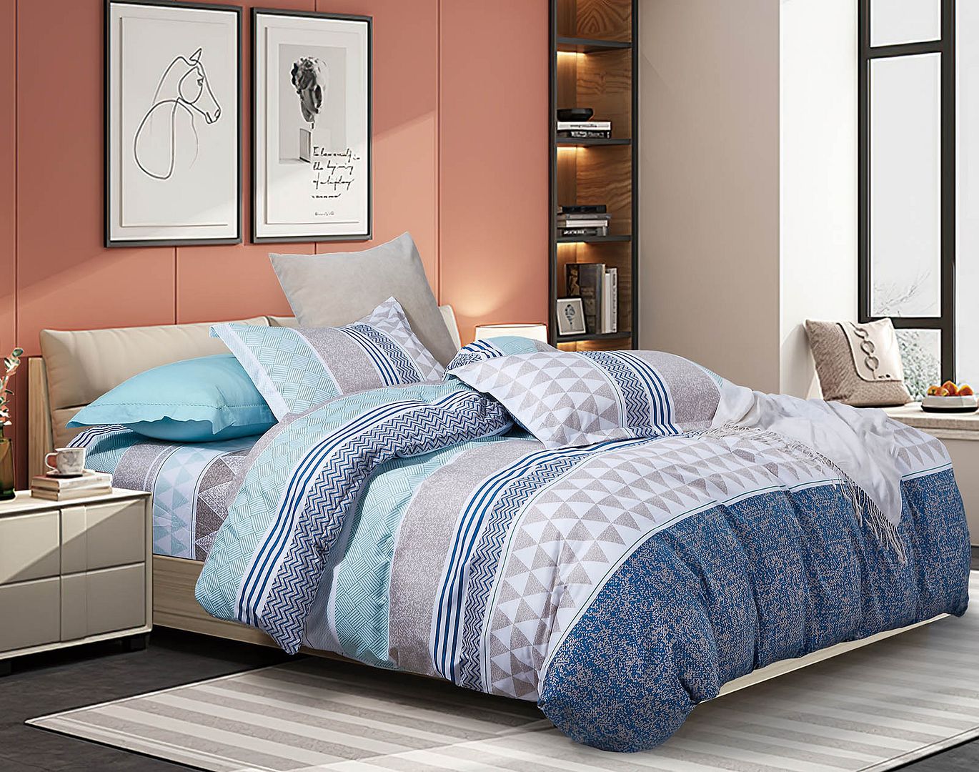Duvet Covers: Danya Super King Size Duvet Quilt Cover Set