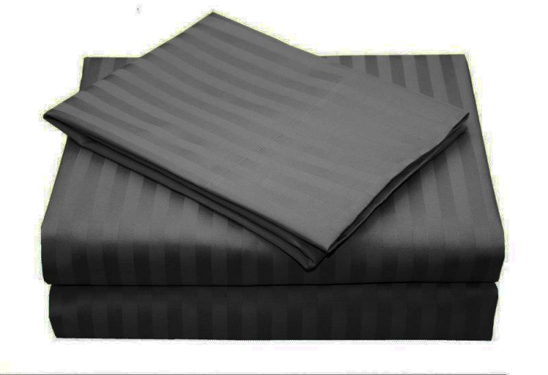 Duvet Covers: 1000TC Ultra Soft Striped King Size Charcoal Duvet Quilt Cover Set