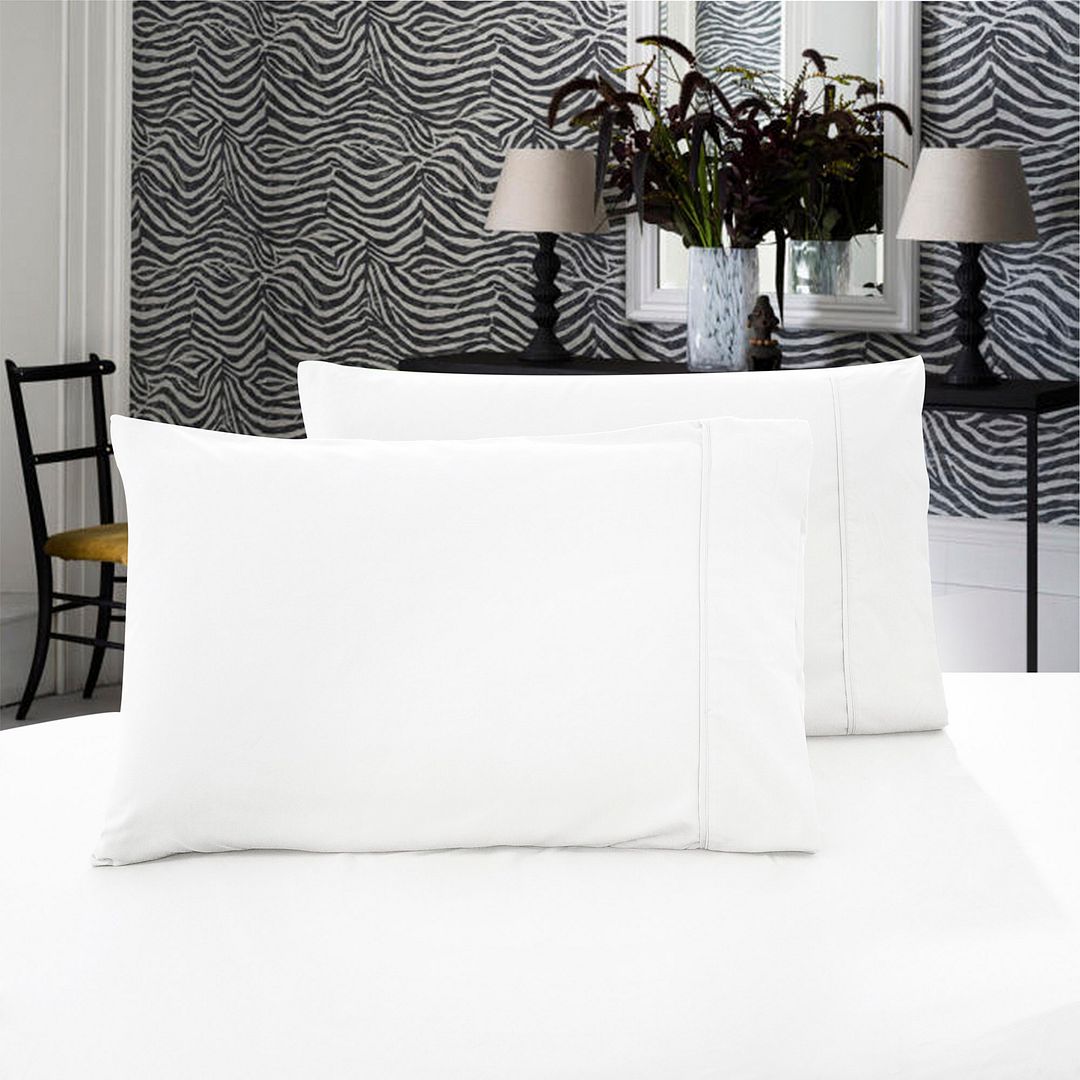 Pillows: 1000TC Premium Ultra Soft Queen size Pillowcases 2-Pack - White