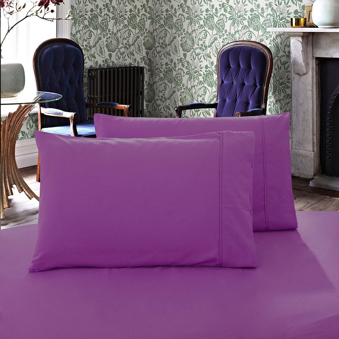 Pillows: 1000TC Premium Ultra Soft Queen size Pillowcases 2-Pack - Purple