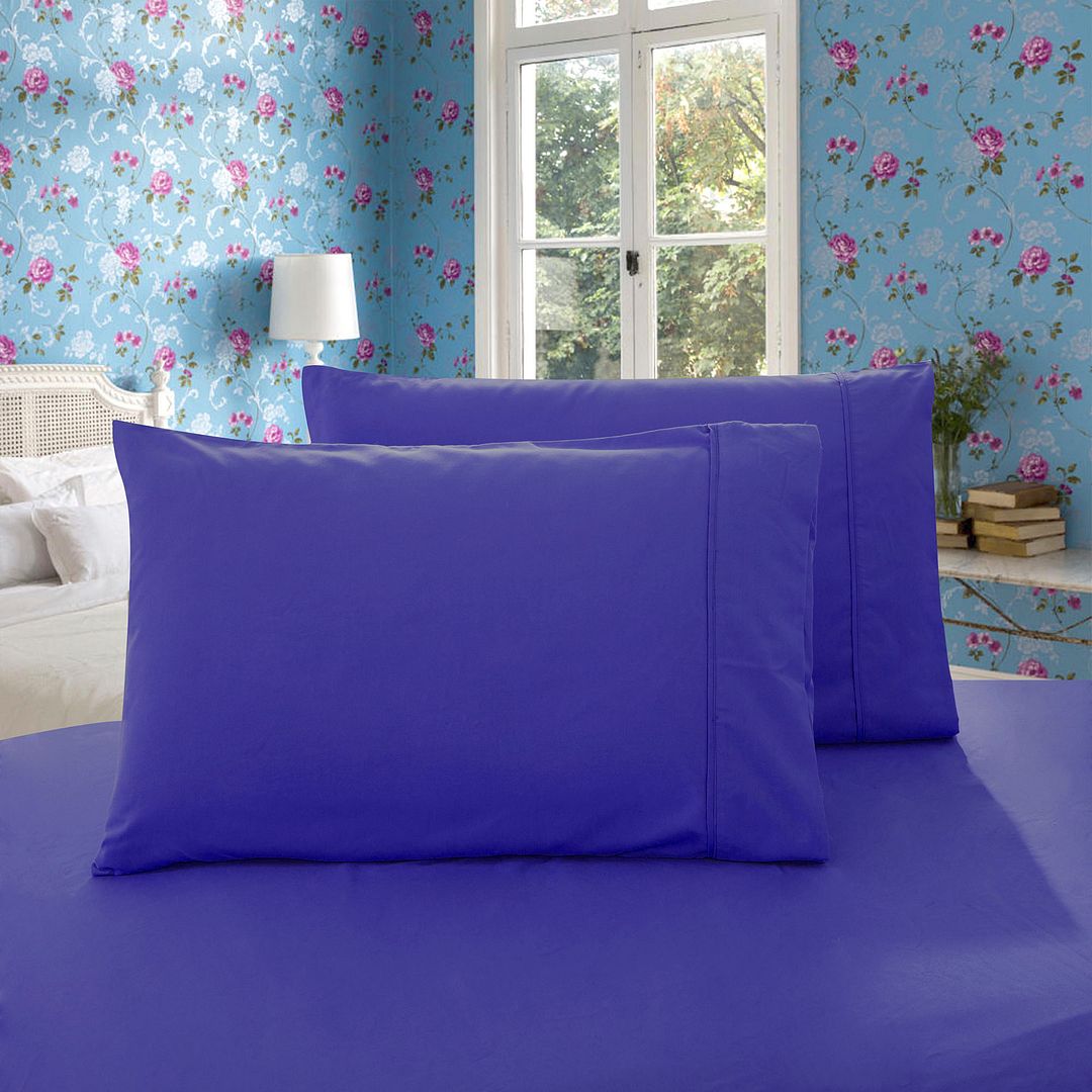 Pillows: 1000TC Premium Ultra Soft Queen size Pillowcases 2-Pack - Royal Blue
