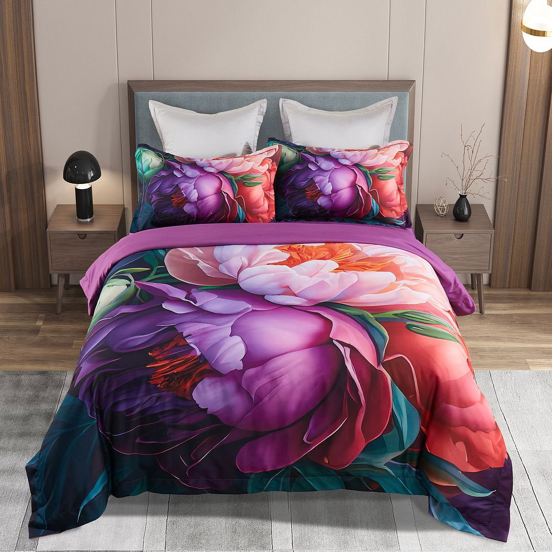 Duvet Covers: Kaie Floral Quilt Cover Set - King Size