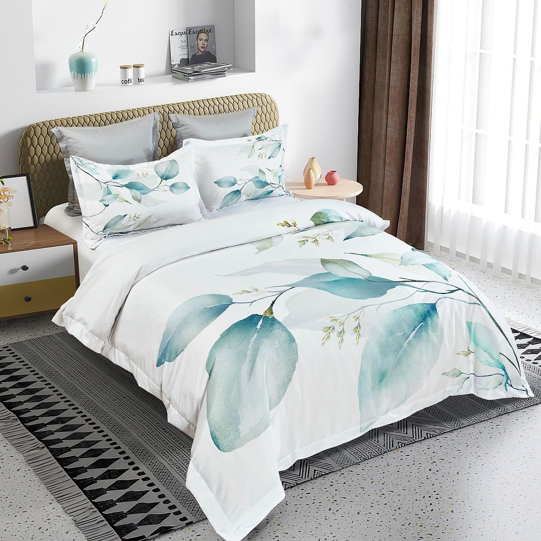 Duvet Covers: Angelis Leaves Quilt Cover Set - King Size
