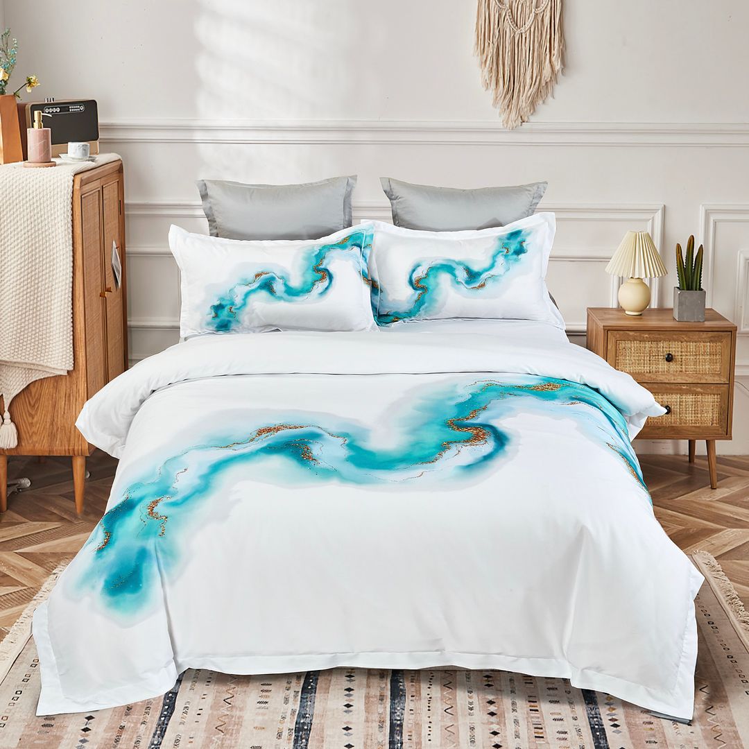 Duvet Covers: Ocean Marble Quilt Cover Set - King Size