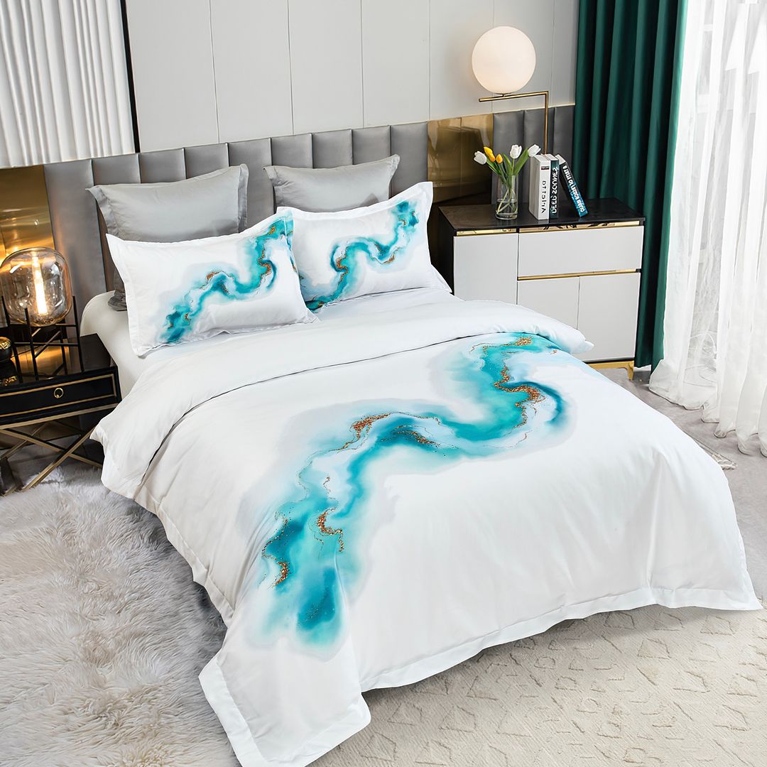 Duvet Covers: Ocean Marble Quilt Cover Set - King Size