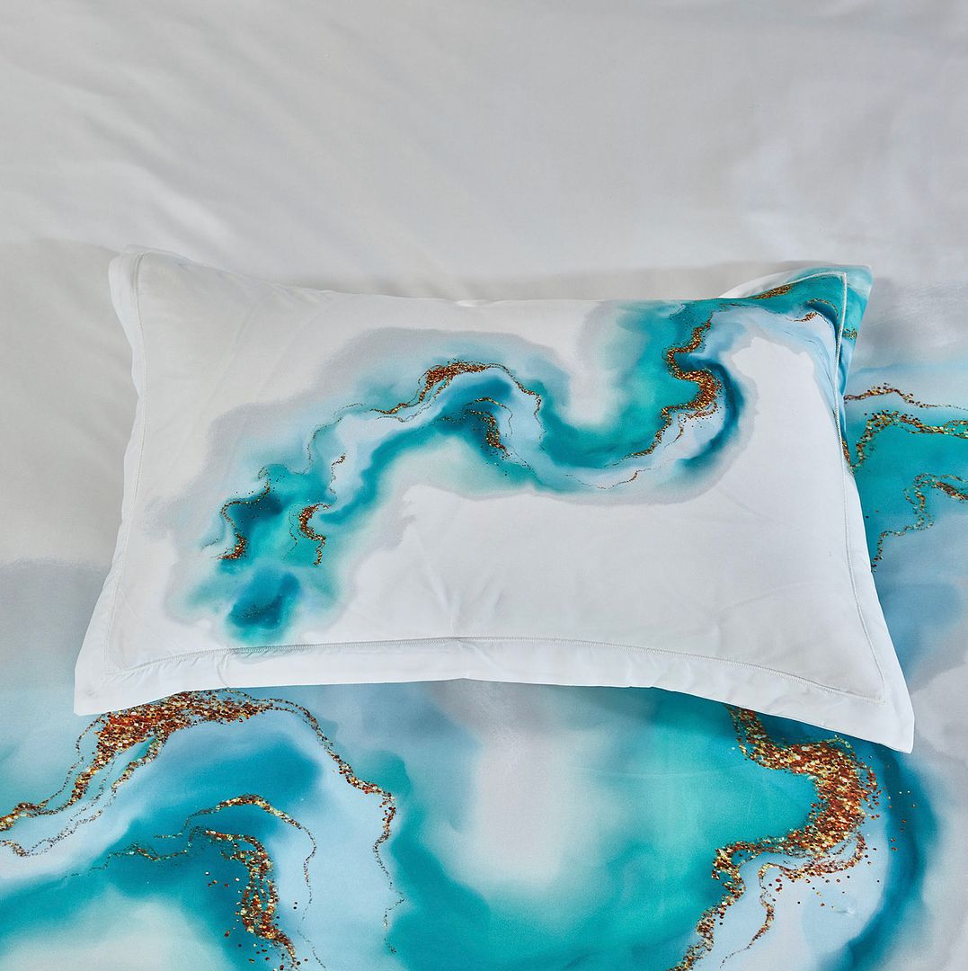 Duvet Covers: Ocean Marble Quilt Cover Set - King Size