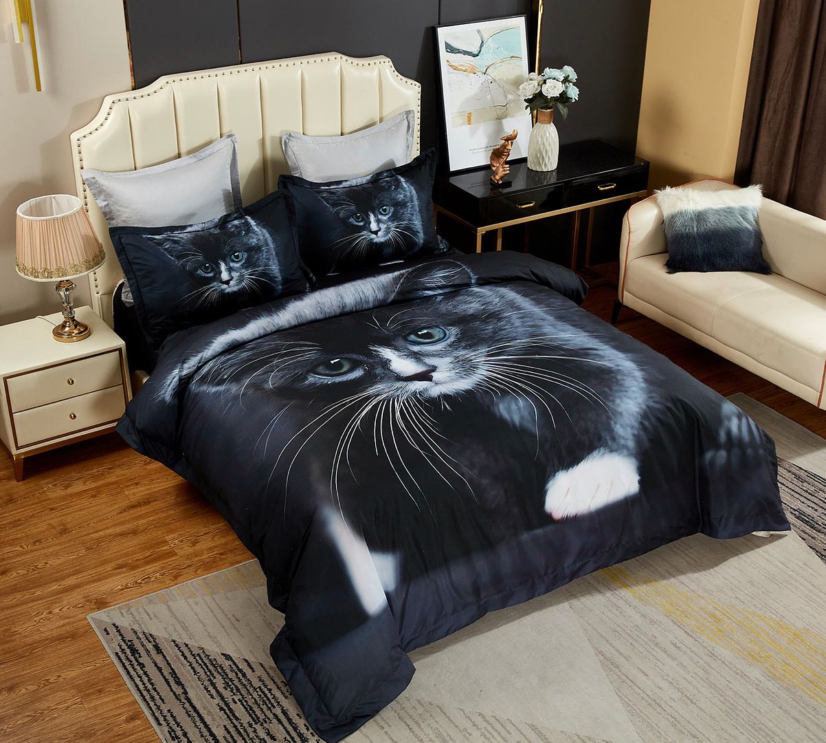 Duvet Covers: Cat Quilt Cover Set - King Size