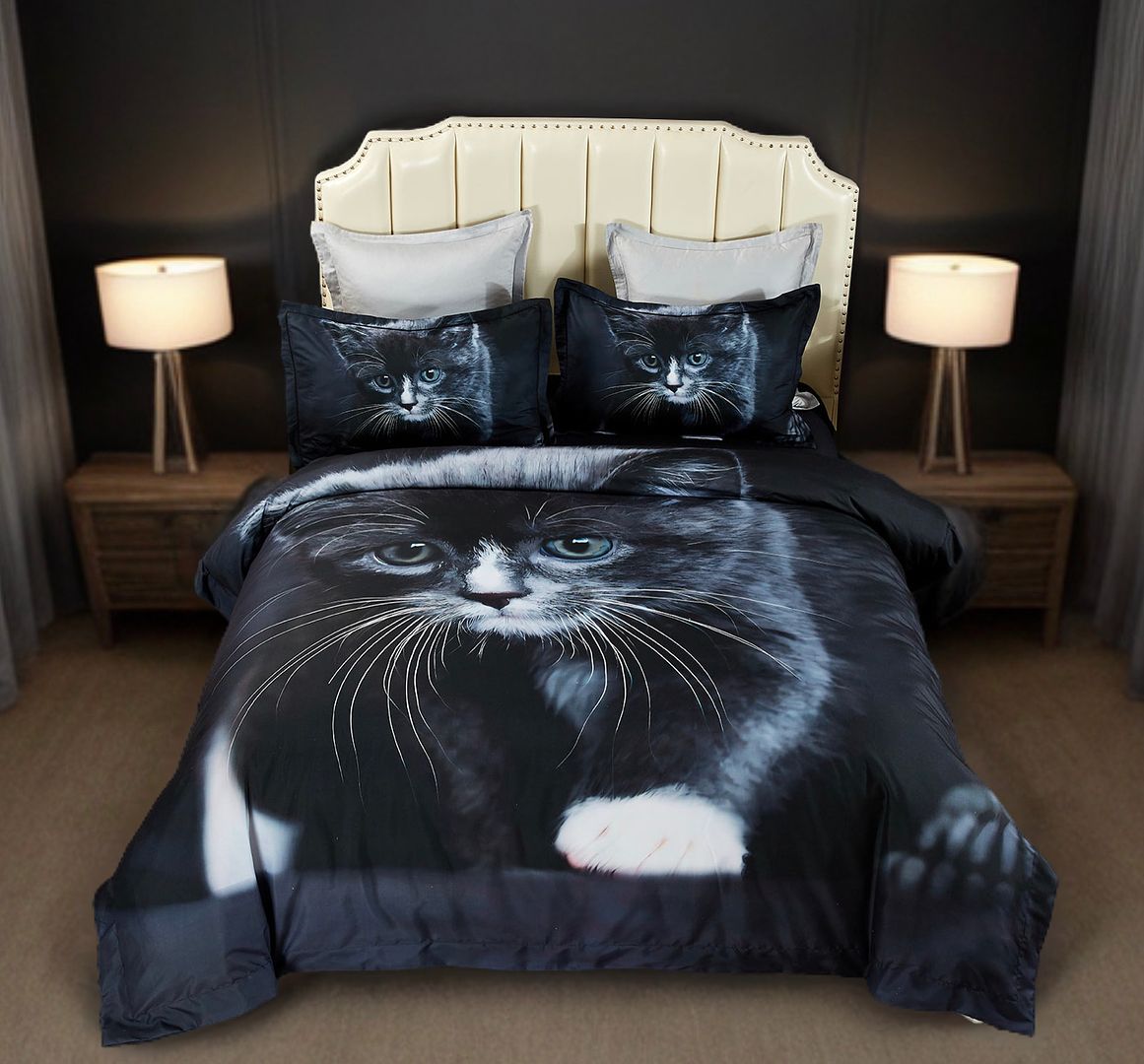 Duvet Covers: Cat Quilt Cover Set - King Size