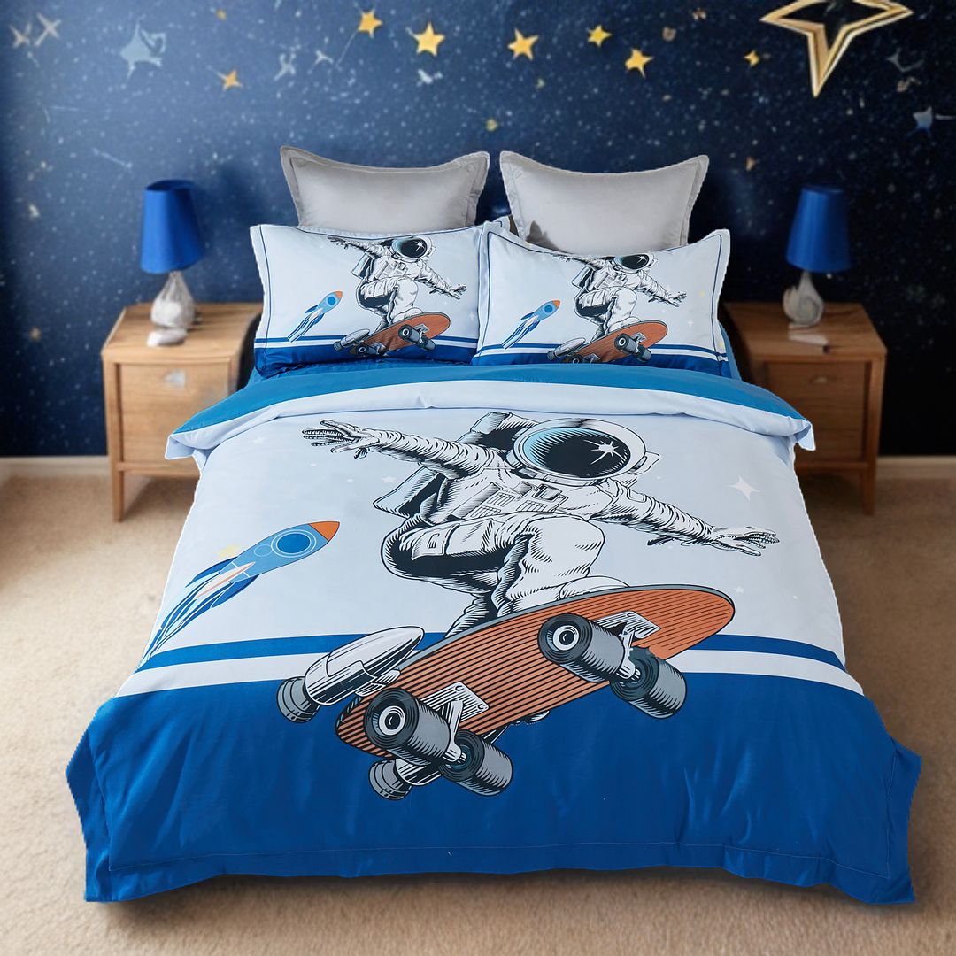 Duvet Covers: Astronaut Kids Quilt Cover Set - King Single Size