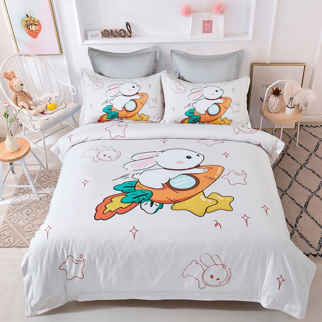 Duvet Covers: Rabbit Kids Quilt Cover Set - King Single Size