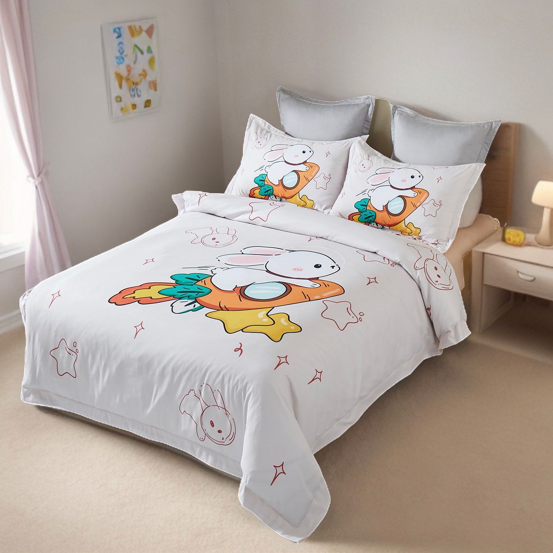 Duvet Covers: Rabbit Kids Quilt Cover Set - King Single Size