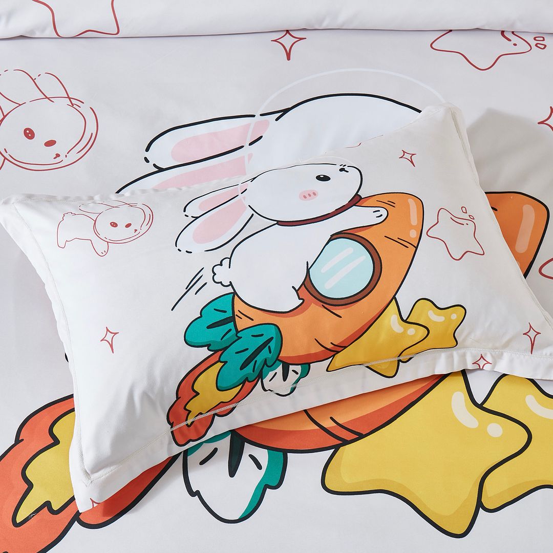 Duvet Covers: Rabbit Kids Quilt Cover Set - King Single Size