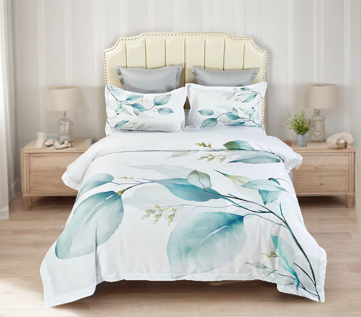 Duvet Covers: Angelis Leaves Quilt Cover Set - Queen Size