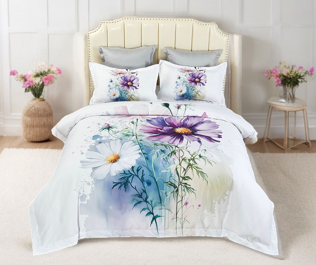 Duvet Covers: Marrea Floral Quilt Cover Set - Super King Size