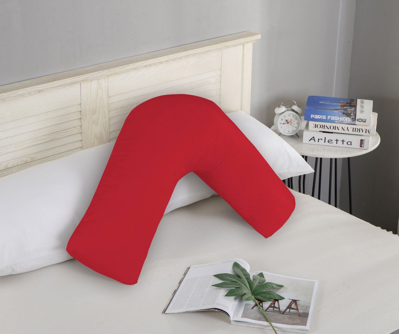 Pillows: 1000TC Premium Ultra Soft V SHAPE Pillowcase - Red