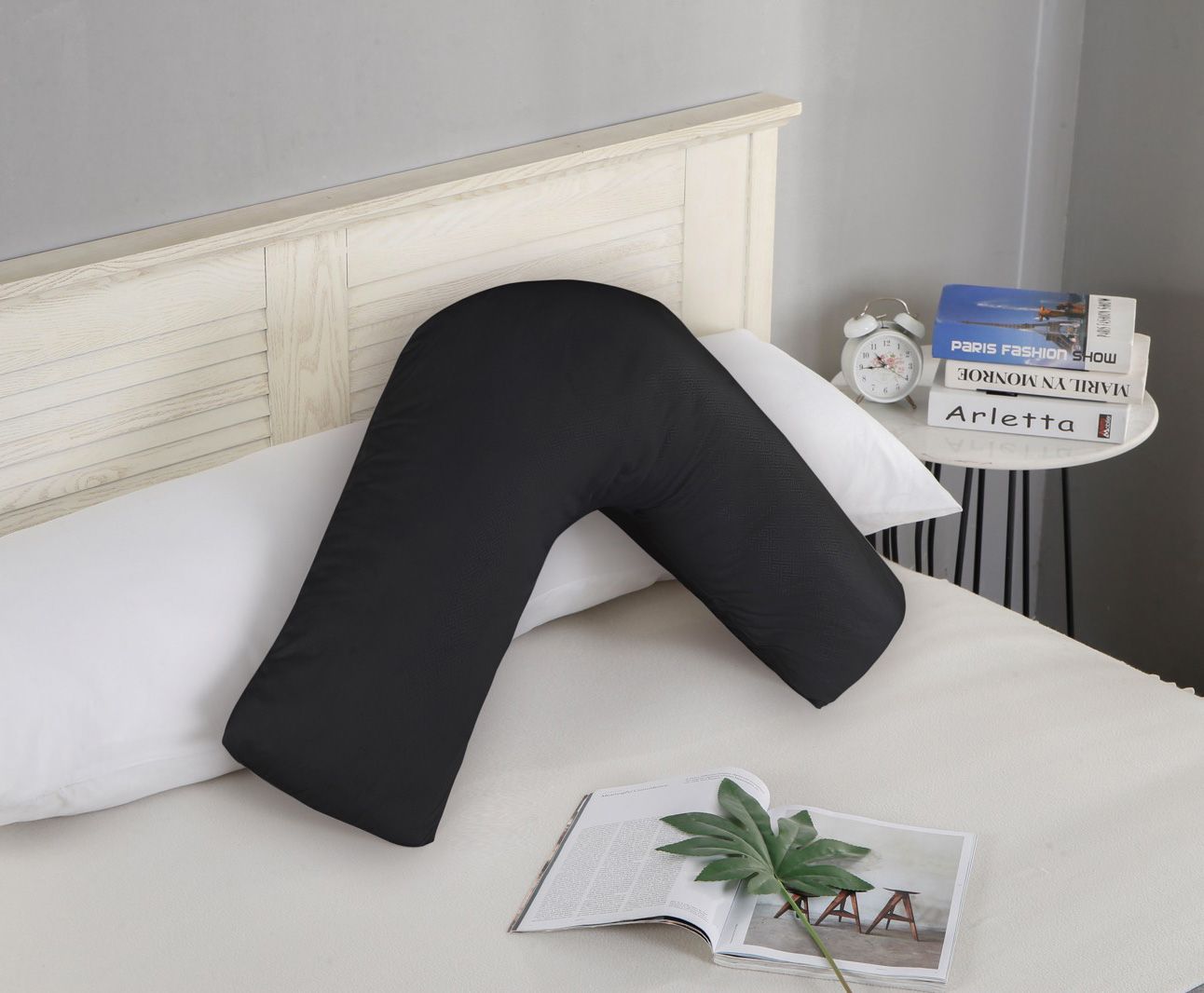 Pillows: 1000TC Premium Ultra Soft V SHAPE Pillowcase - Black