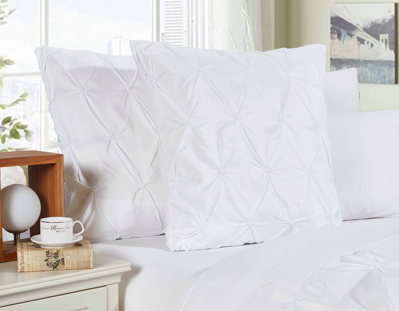 Pillowcases: Diamond Pintuck Premium Ultra Soft European Pillowcases 2-Pack - White