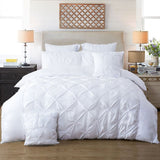 Duvet Covers: Diamond Pintuck King Size White Duvet Quilt Cover Set