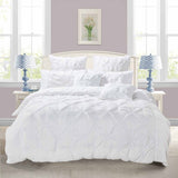 Duvet Covers: Diamond Pintuck King Size White Duvet Quilt Cover Set