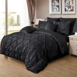 Duvet Covers: Diamond Pintuck King Size Black Duvet Quilt Cover Set