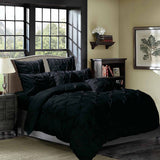 Duvet Covers: Diamond Pintuck King Size Black Duvet Quilt Cover Set
