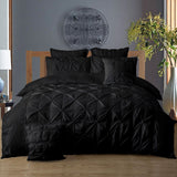 Duvet Covers: Diamond Pintuck King Size Black Duvet Quilt Cover Set