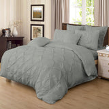 Duvet Covers: Diamond Pintuck King Size Grey Duvet Quilt Cover Set