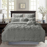 Duvet Covers: Diamond Pintuck Super King Size Grey Duvet Quilt Cover Set