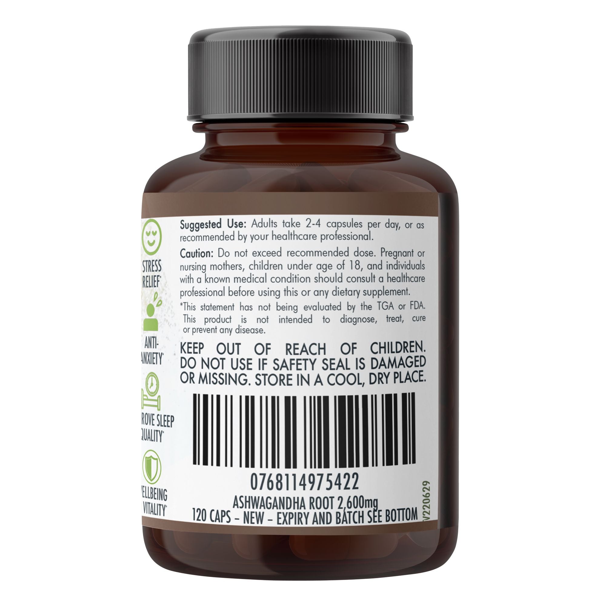 Vitamins & Supplements: Organic Ashwagandha Capsules (vegan)- Withania Somnifera - 120 Vegan Capsules
