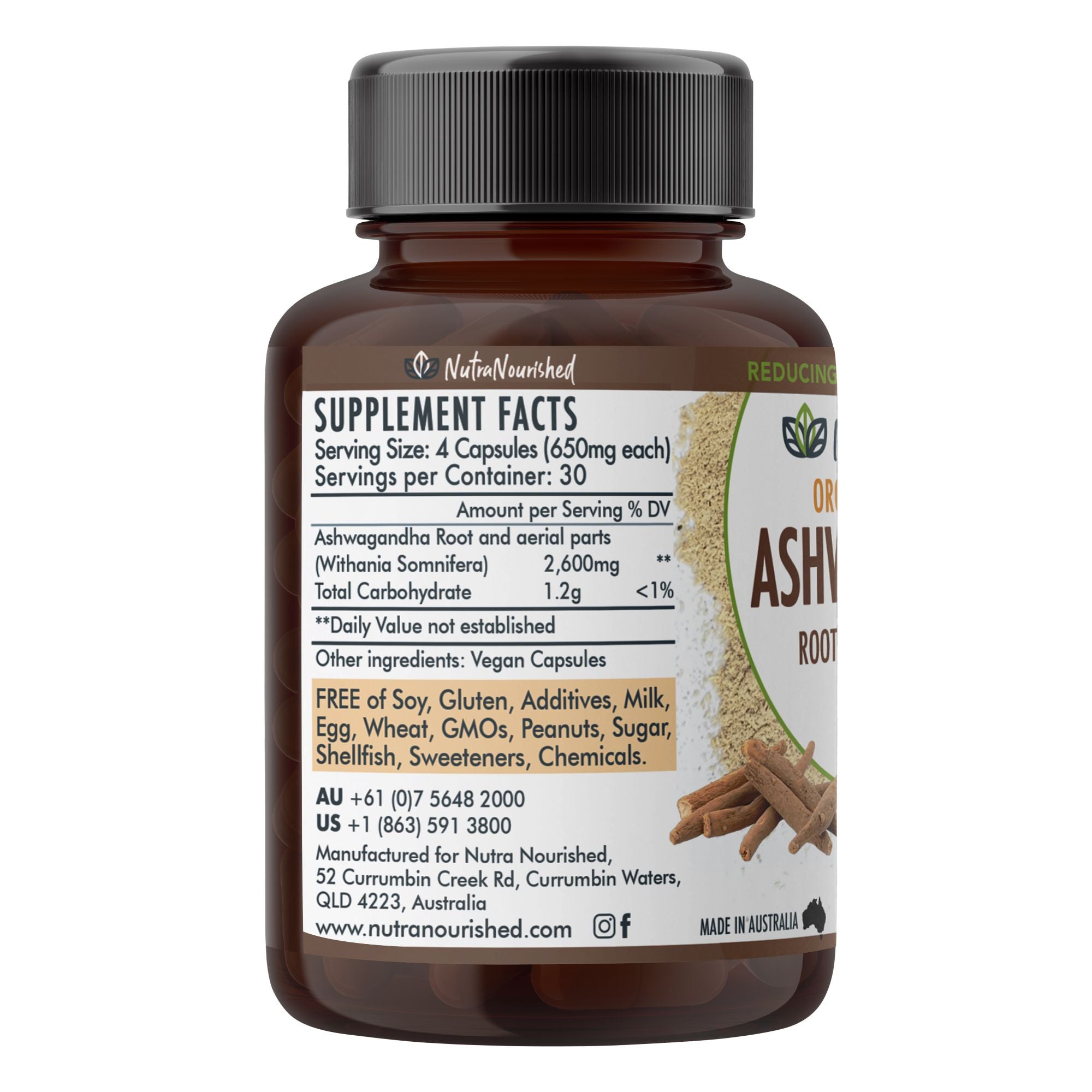 Vitamins & Supplements: Organic Ashwagandha Capsules (vegan)- Withania Somnifera - 120 Vegan Capsules