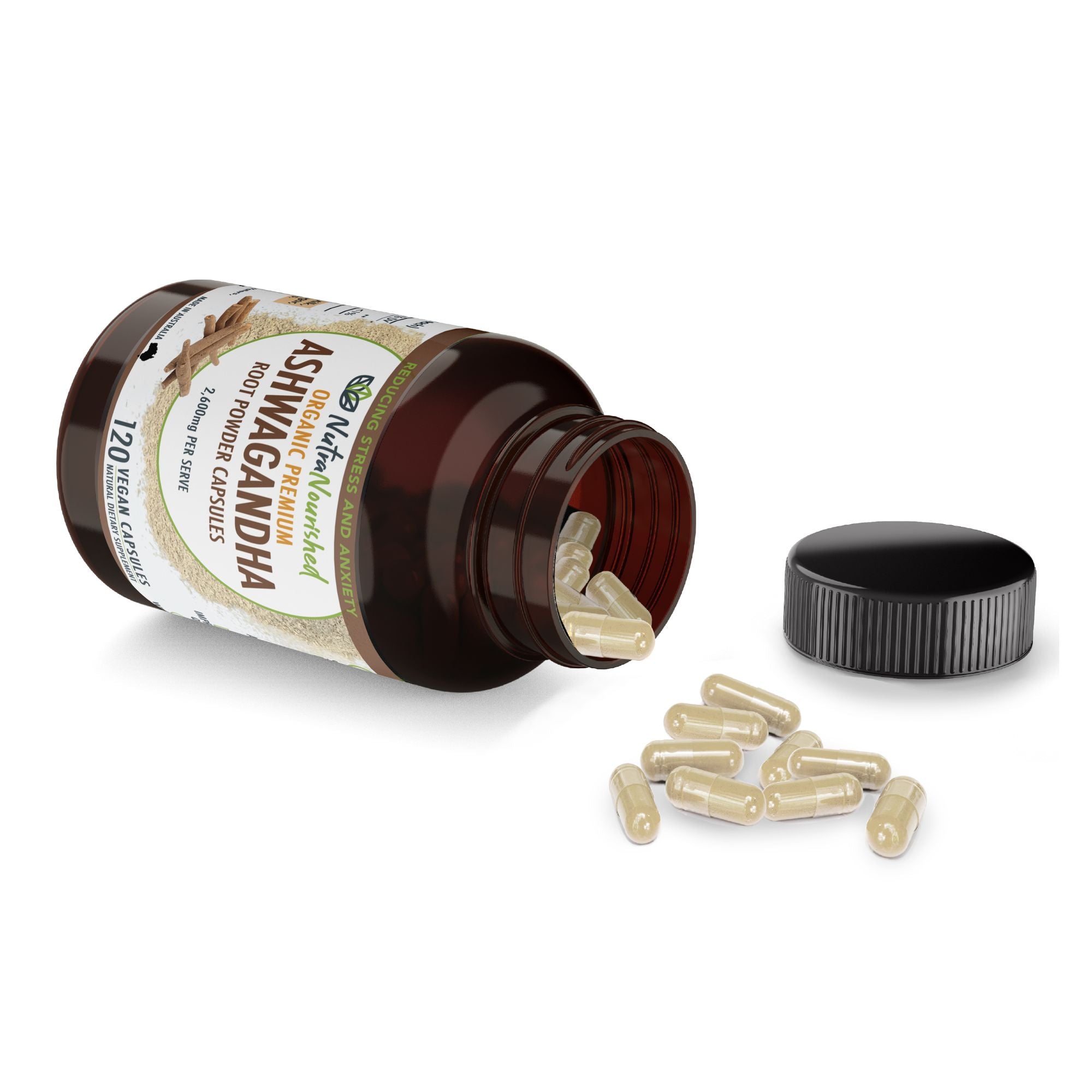 Vitamins & Supplements: Organic Ashwagandha Capsules (vegan)- Withania Somnifera - 120 Vegan Capsules