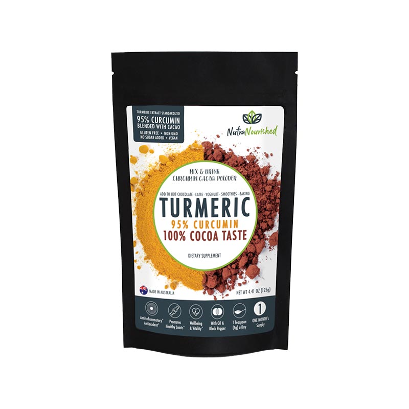 Vitamins & Supplements: 95% Organic Curcumin Extract Cocoa Flavour - Turmeric Powder With Black Pepper - Organic and with Black Pepper, 125g