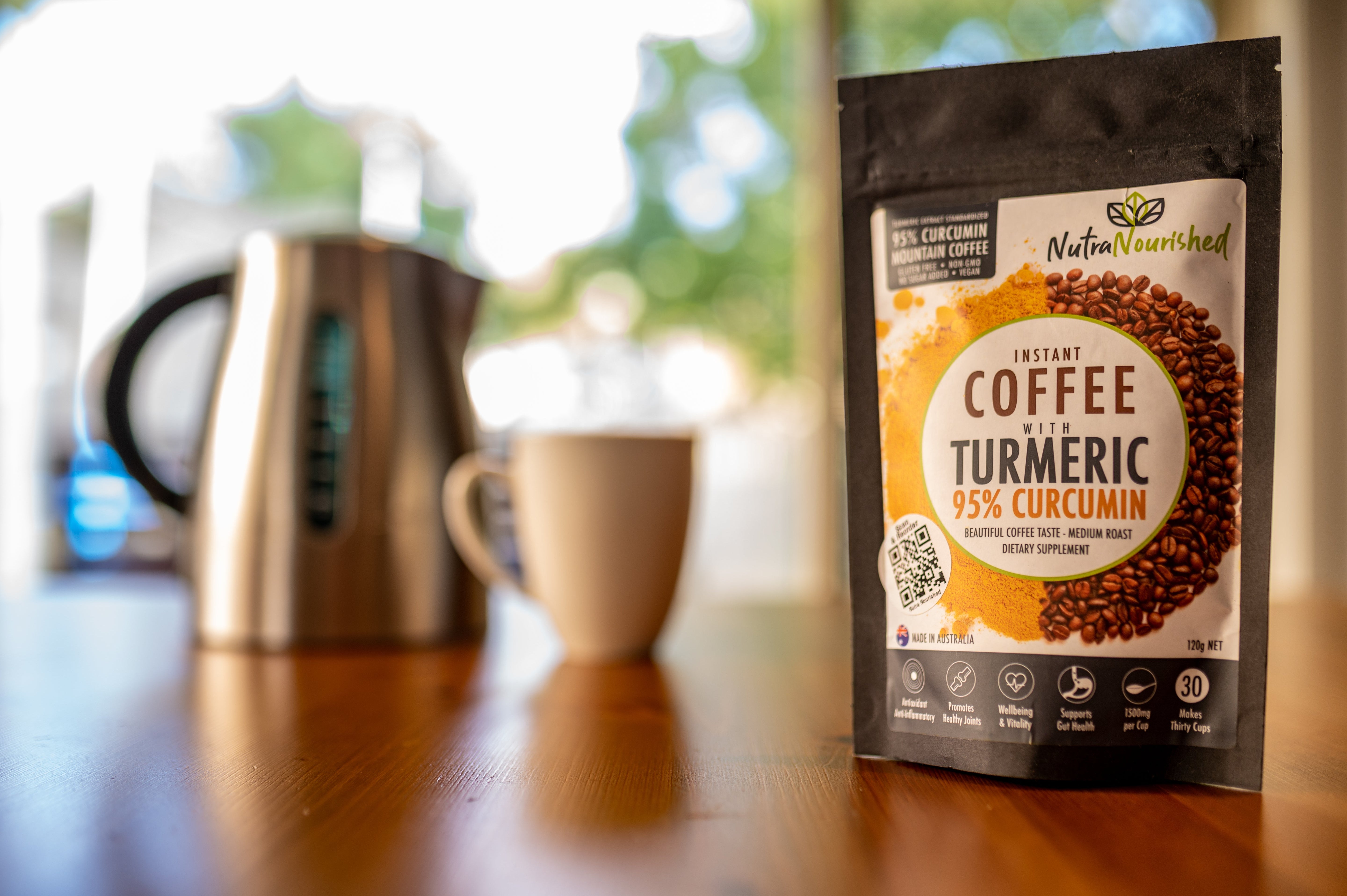Pharmaceutical Supplies: Instant Coffee with 95% Pure Organic Curcumin - Turmeric Extract Powder (1,000mg) - 120g
