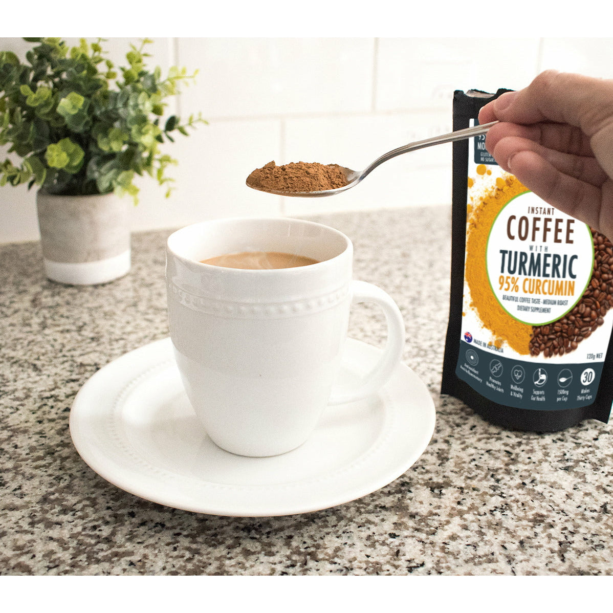 Pharmaceutical Supplies: Instant Coffee with 95% Pure Organic Curcumin - Turmeric Extract Powder (1,000mg) - 120g