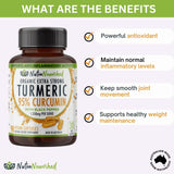 Vitamins & Supplements: Curcumin Tablets - 95% Pure Organic Vegan - Turmeric Extract Buffered with Black Pepper (1,350mg) - 90 Vegan Capsules