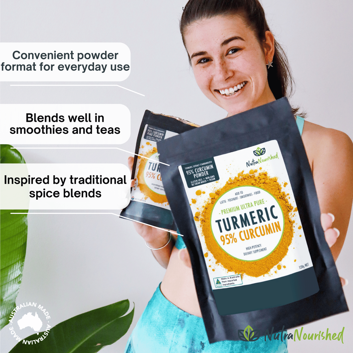 Pure Organic 95% Curcumin Powder (120g/2 months supply), Black