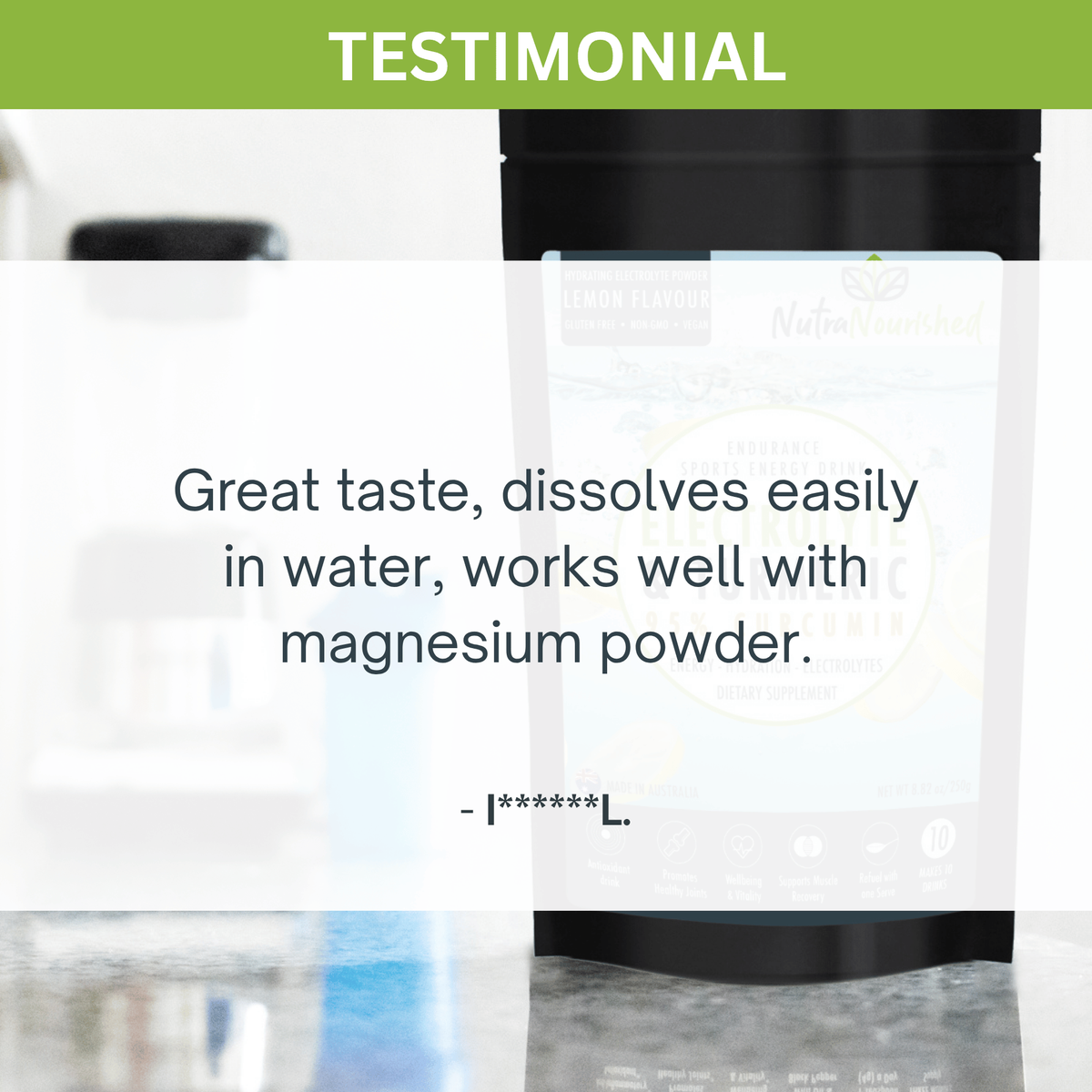 Electrolyte Powder & 95% Pure Organic Curcumin - Lemon Flavour, 250g