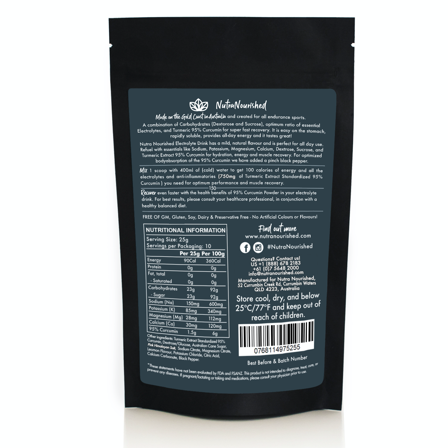 Pharmaceutical Supplies: Electrolyte Powder & 95% Pure Organic Curcumin - Lemon Flavour, 250g
