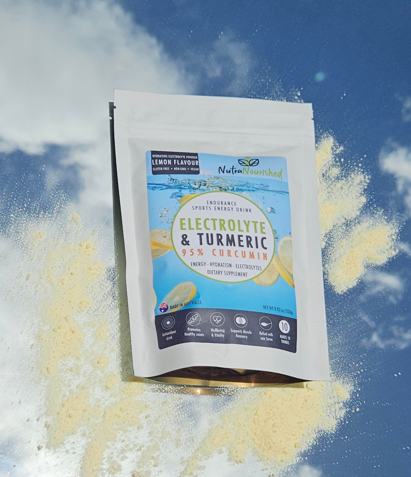 Pharmaceutical Supplies: Electrolyte Powder & 95% Pure Organic Curcumin - Lemon Flavour, 250g