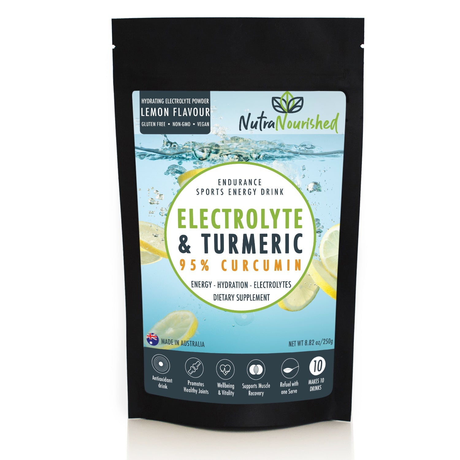 Pharmaceutical Supplies: Electrolyte Powder & 95% Pure Organic Curcumin - Lemon Flavour, 250g
