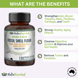 Vitamins & Supplements: Fossil Shell Flour Capsules (vegan)- Food Grade Diatomaceous Earth 120 caps