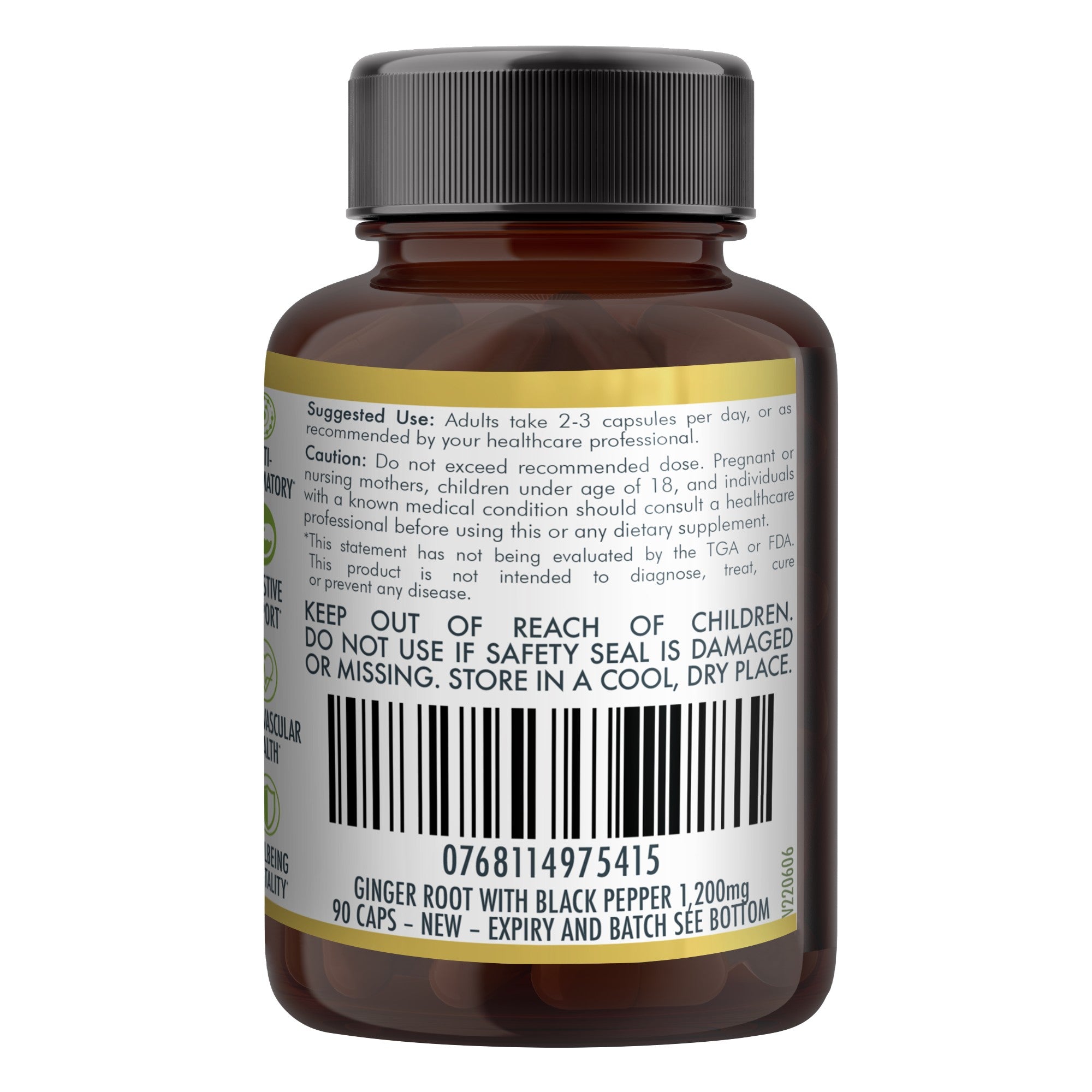 Vitamins & Supplements: Ginger Capsules Organic Vegan - 90 Vegan Capsules