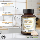 Vitamins & Supplements: Lion's Mane Mushroom Hericium erinaceus (2,000mg) 120 Vegan Capsules