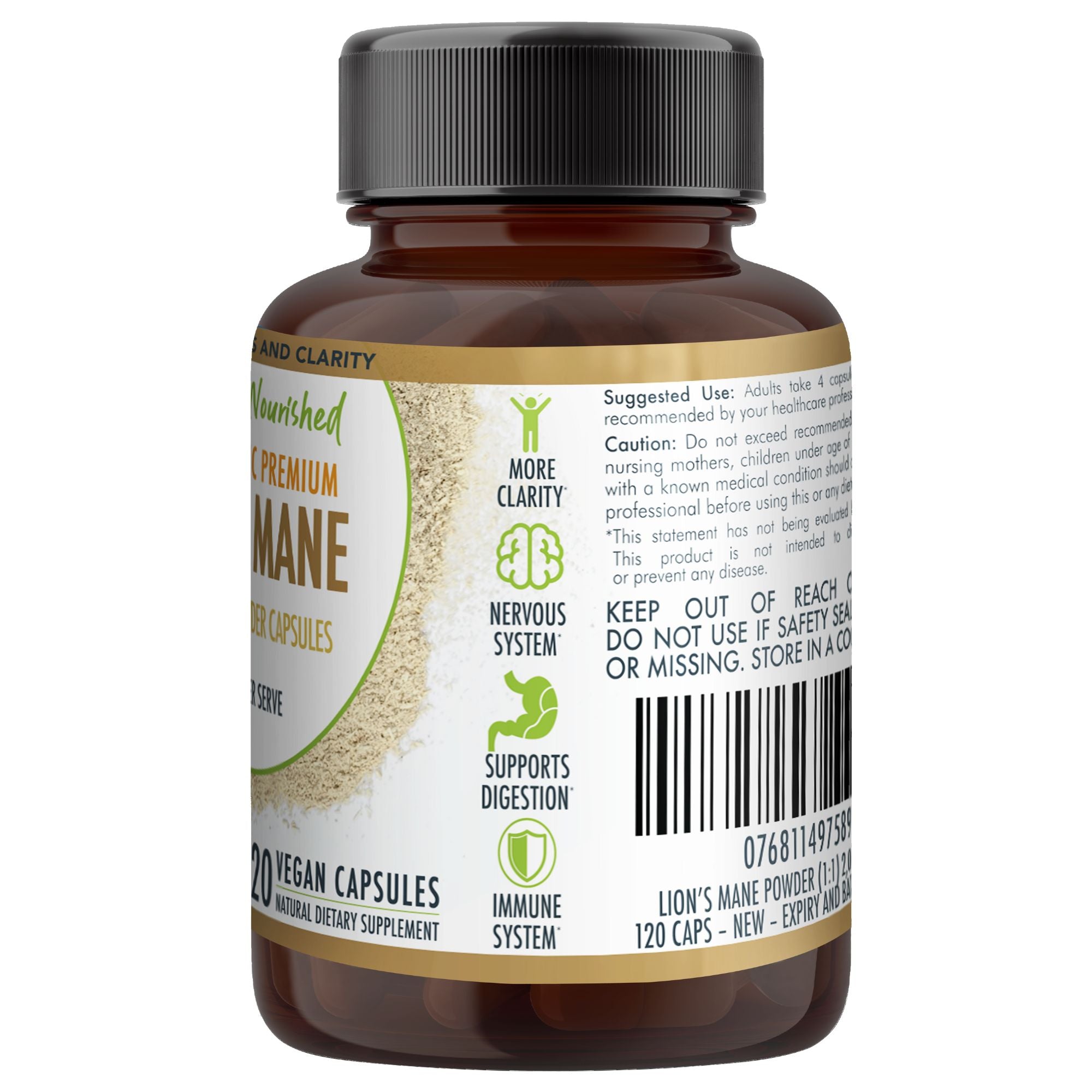 Vitamins & Supplements: Lion's Mane Mushroom Hericium erinaceus (2,000mg) 120 Vegan Capsules