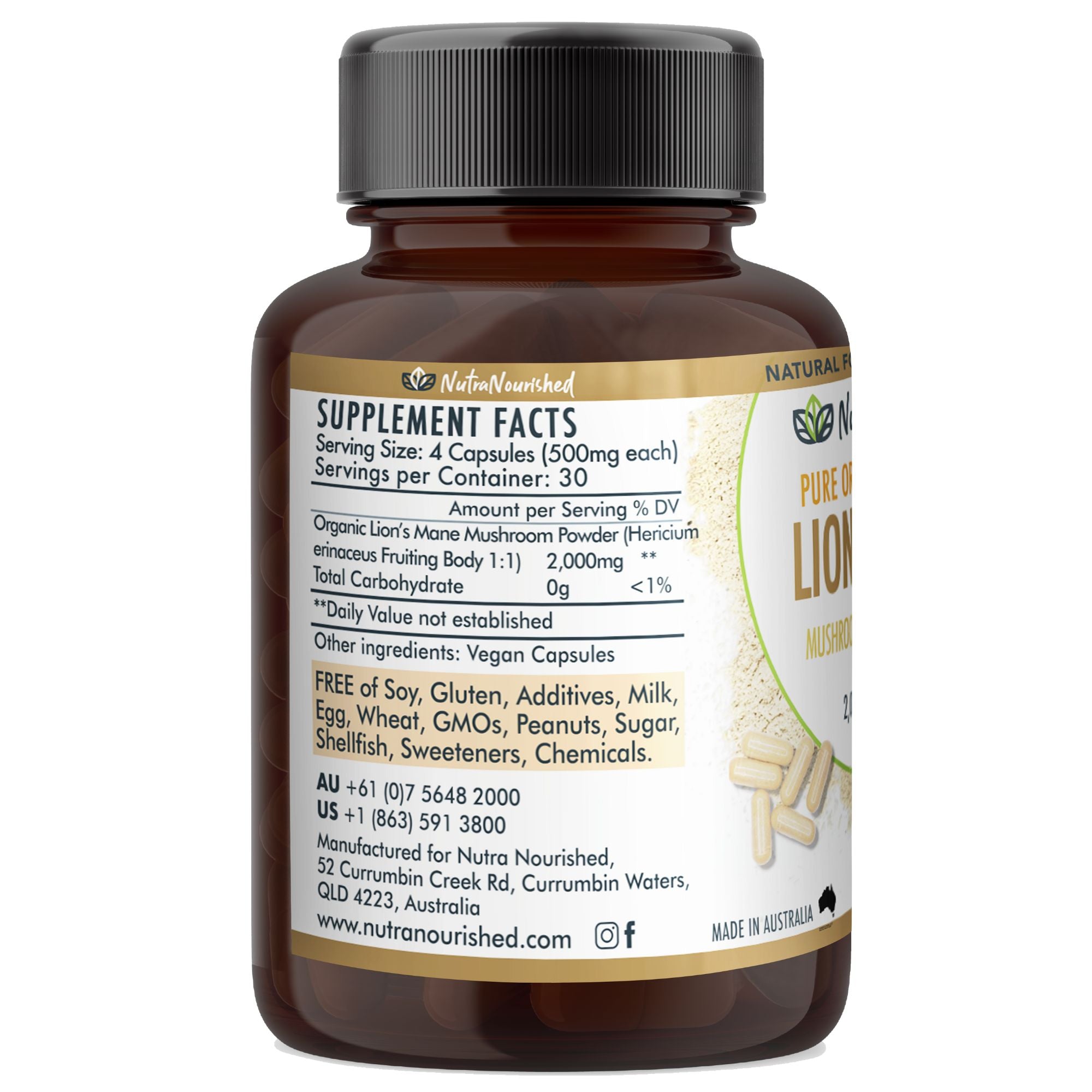 Vitamins & Supplements: Lion's Mane Mushroom Hericium erinaceus (2,000mg) 120 Vegan Capsules