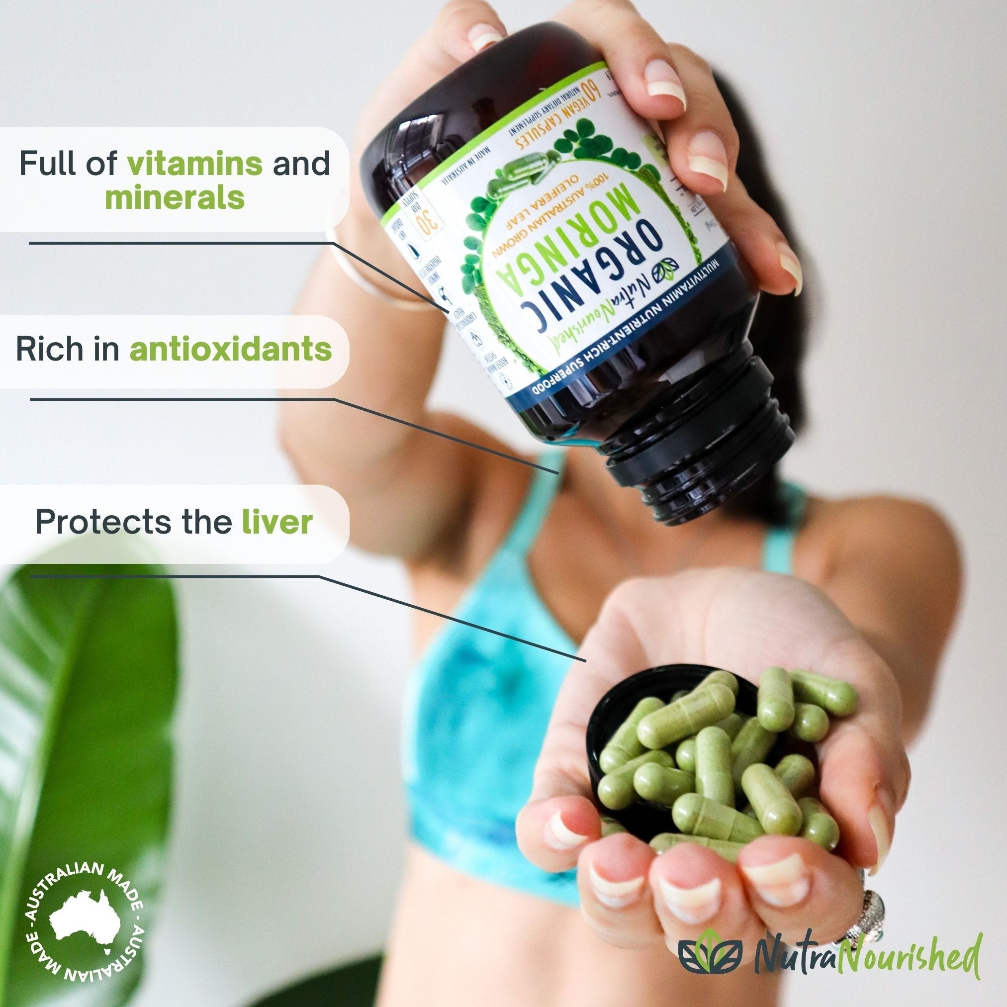 Vitamins & Supplements: REFILL BAG - Organic Moringa Leaf Capsules - 180 Vegan Capsules