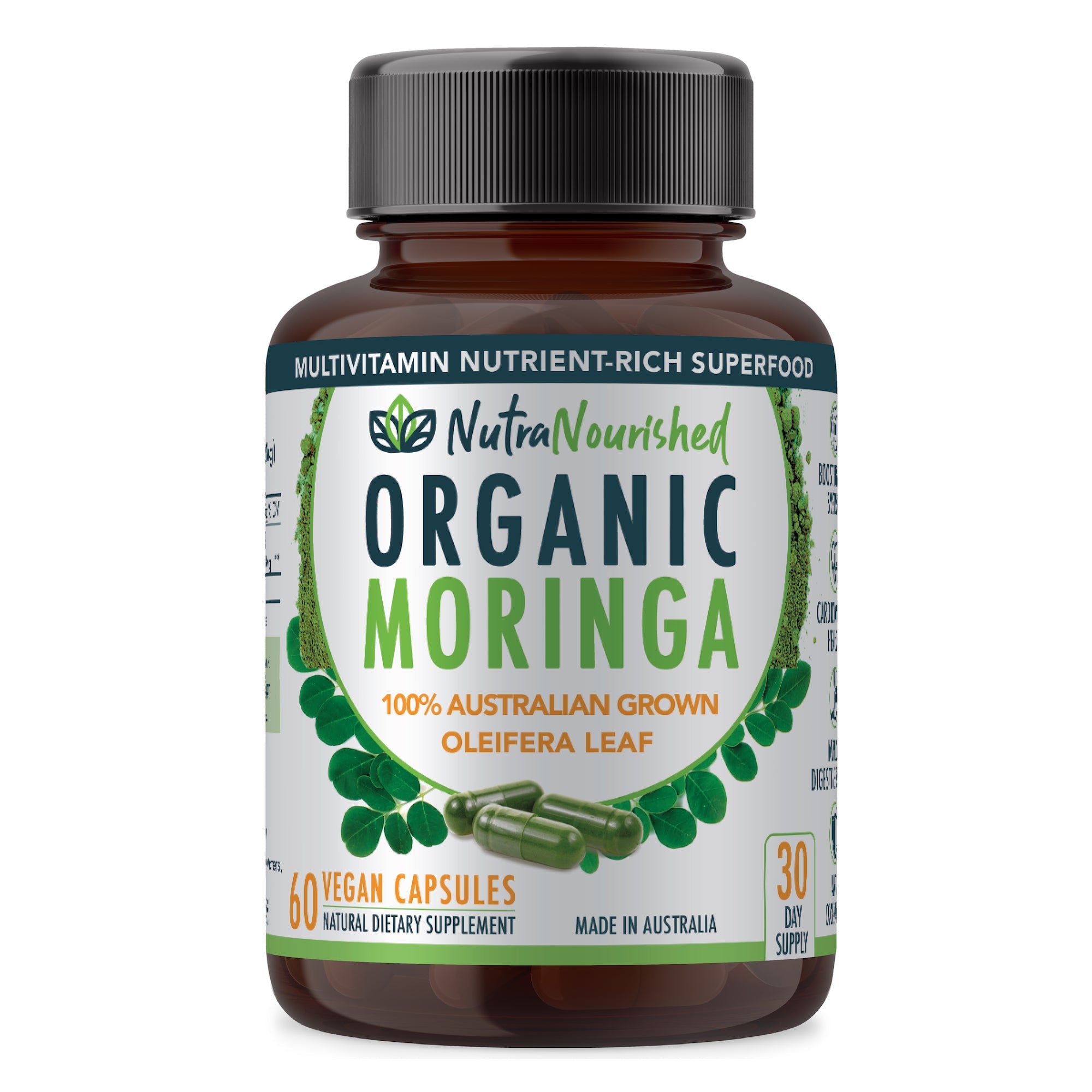 Vitamins & Supplements: Organic Pure Moringa Leaf Capsules , 60 Vegan Capsules
