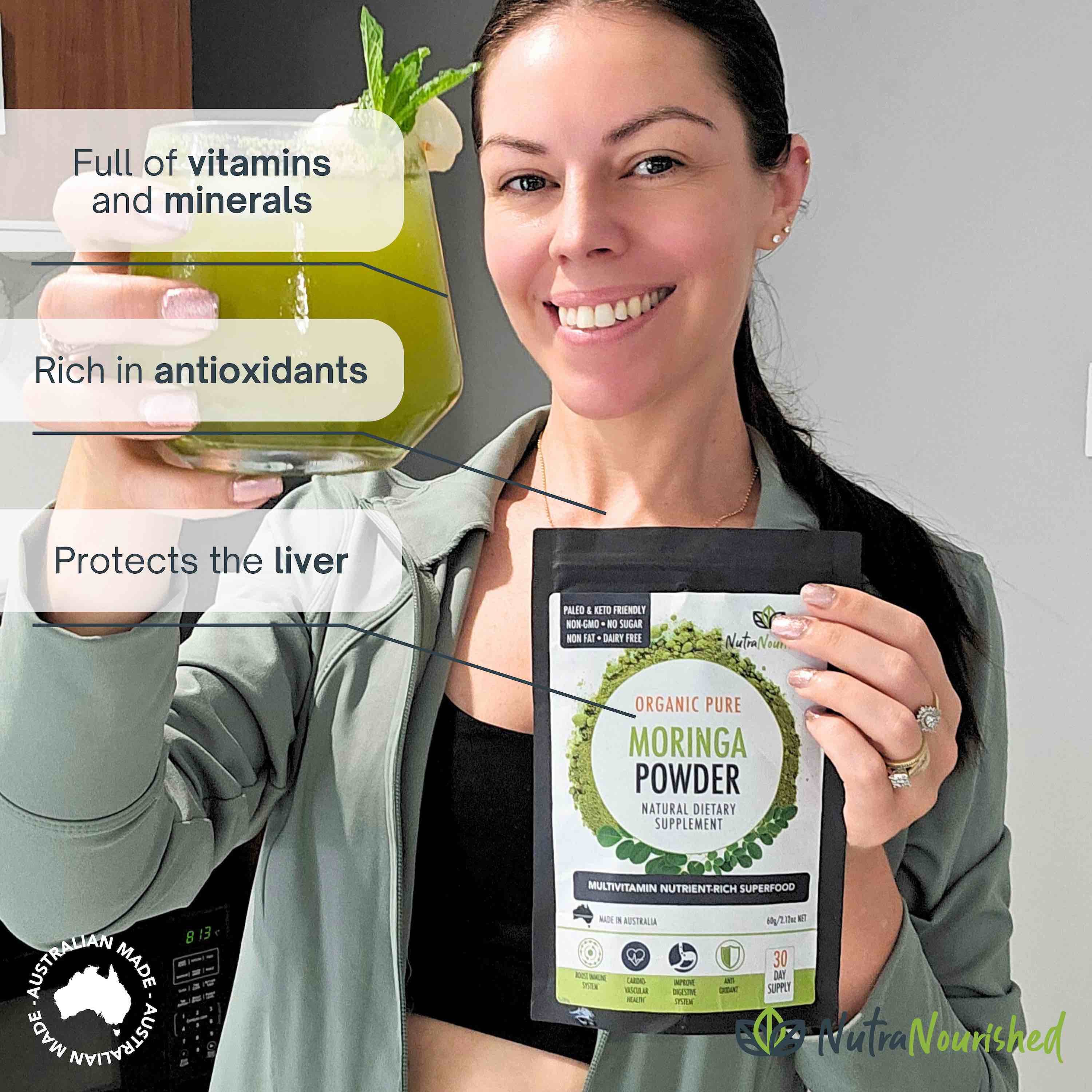 Vitamins & Supplements: Organic Pure Moringa Leaf Powder 60g