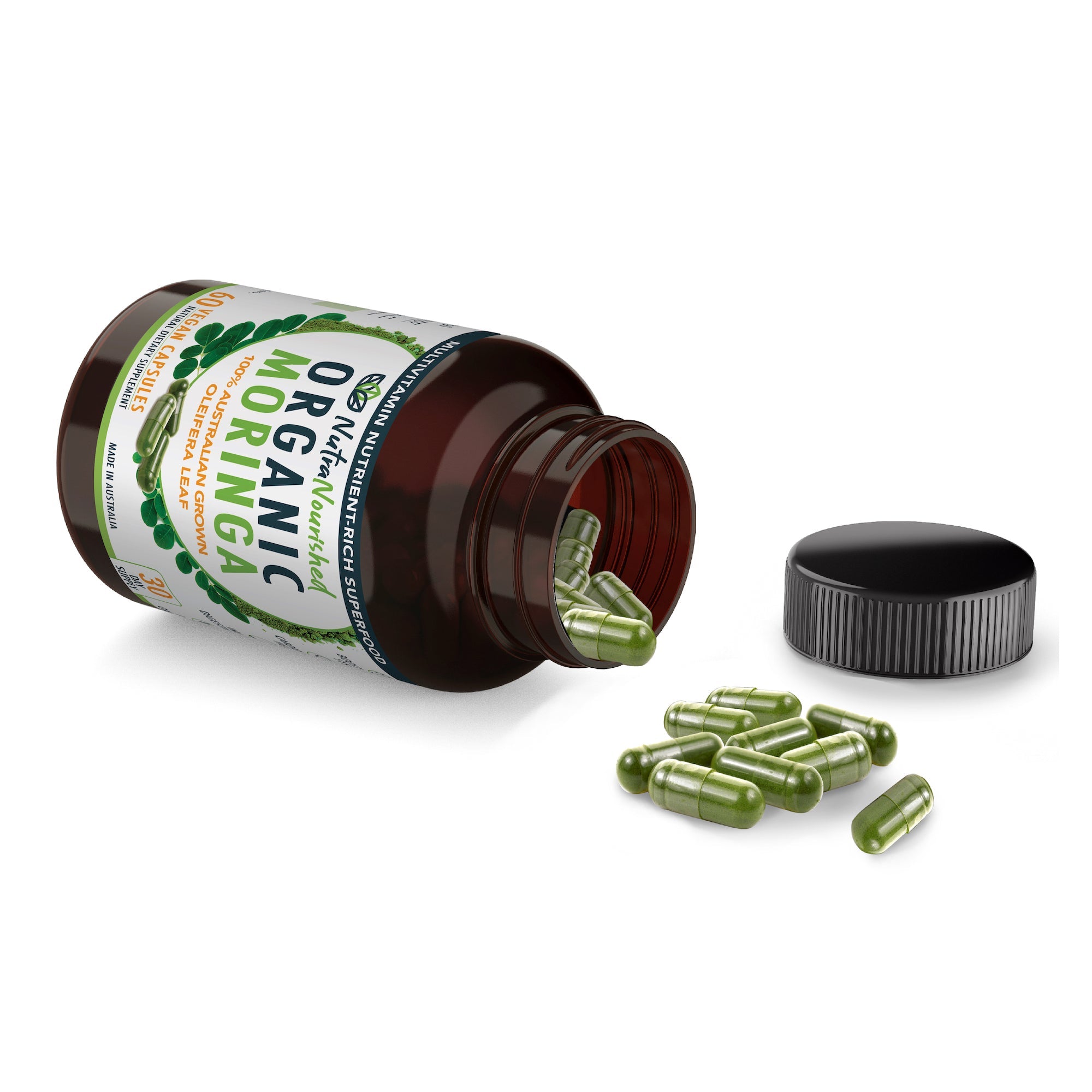 Vitamins & Supplements: VALUE BUNDLE: Organic Pure Moringa Leaf Capsules - Australian Grown - 2 x 60 Vegan Capsules (2 Months Supply)