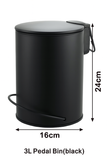 3L Soft Close Pedal Bin Black